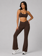 D0012 · Set Deportivo Largo Chocolate | Pretina Cruzada & Top Halter