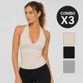 C002 Combo Camiseta Cuello Halter Deportiva - WHOLESALE VAB