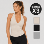 C002 Combo Camiseta Cuello Halter Deportiva - WHOLESALE VAB