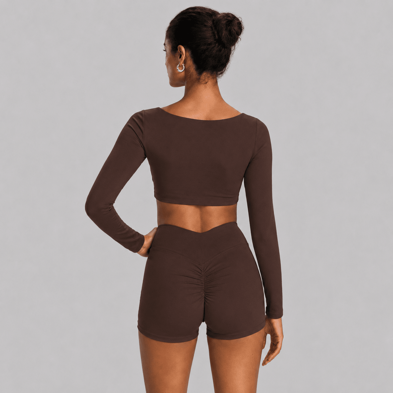D0010 · Set Deportivo Corto Chocolate | Pretina Anatómica & Buso Manga Larga - WHOLESALE VAB