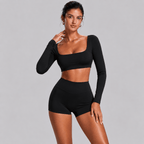 D0010 Set Deportivo Corto Negro - WHOLESALE VAB