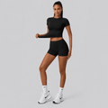 D0015 · Set Short Deportivo Negro | Pretina Anatómica & Top Camiseta - WHOLESALE VAB