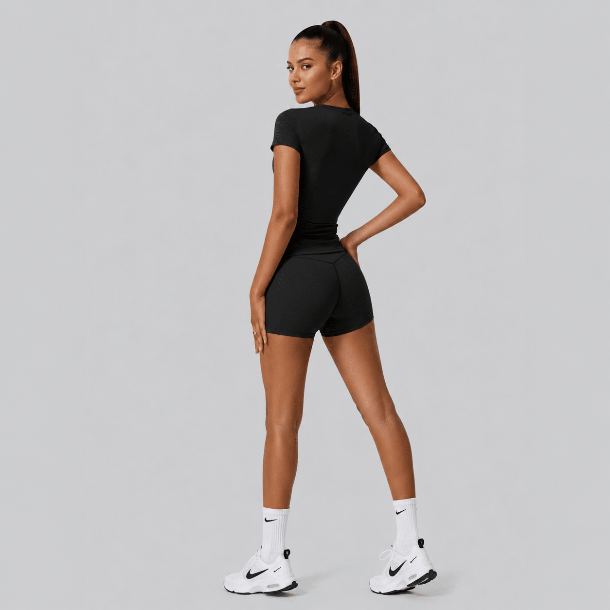 D0015 Set Short Deportivo Negro - WHOLESALE VAB