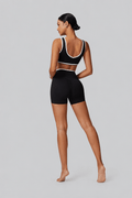 D0016 · Set Short Deportivo Negro | Sesgos Contraste & Pretina Cruzada - WHOLESALE VAB