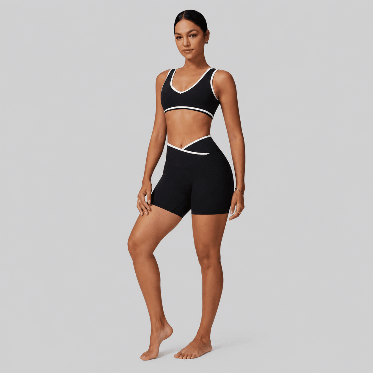 D0016 Set Short Deportivo Negro - WHOLESALE VAB