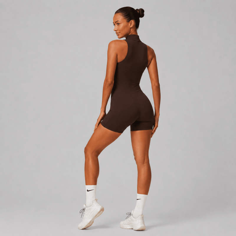 D0017 · Enterizo Deportivo Chocolate | Cierre Delantero - WHOLESALE VAB