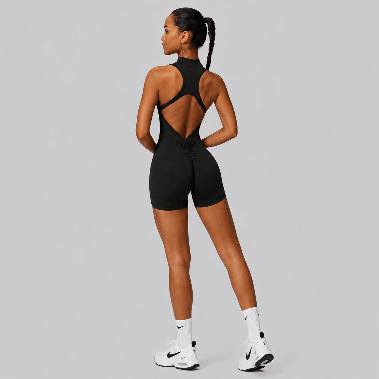 D0017 Enterizo Deportivo Negro - WHOLESALE VAB