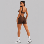 D0018 · Enterizo Deportivo Chocolate | Escote Espalda - WHOLESALE VAB