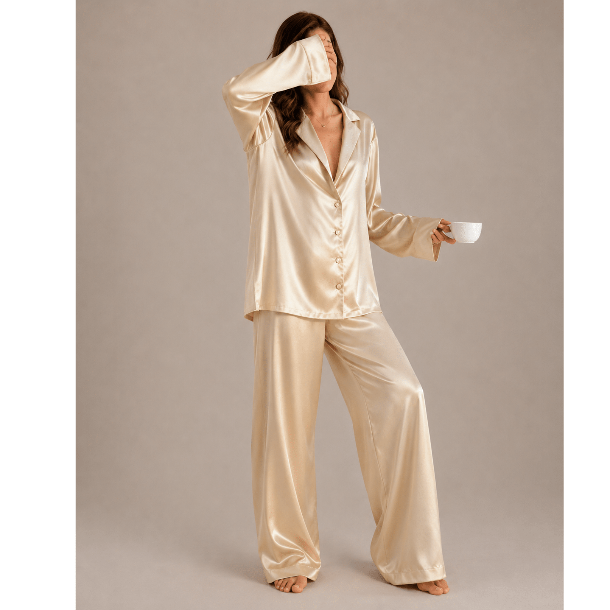 P005 · Pijama Satín Lycrado Elegante | 100% Poliéster - WHOLESALE VAB